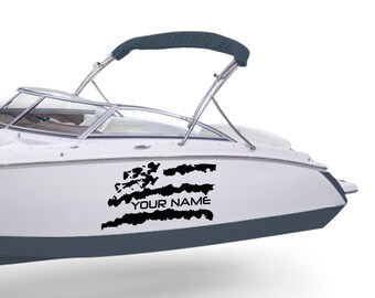 Sticker met aangepaste naam, compatibel met bowrider boten, Amerikaanse vlag bootsticker, vinyl naamletters, scheepsregistratienummer