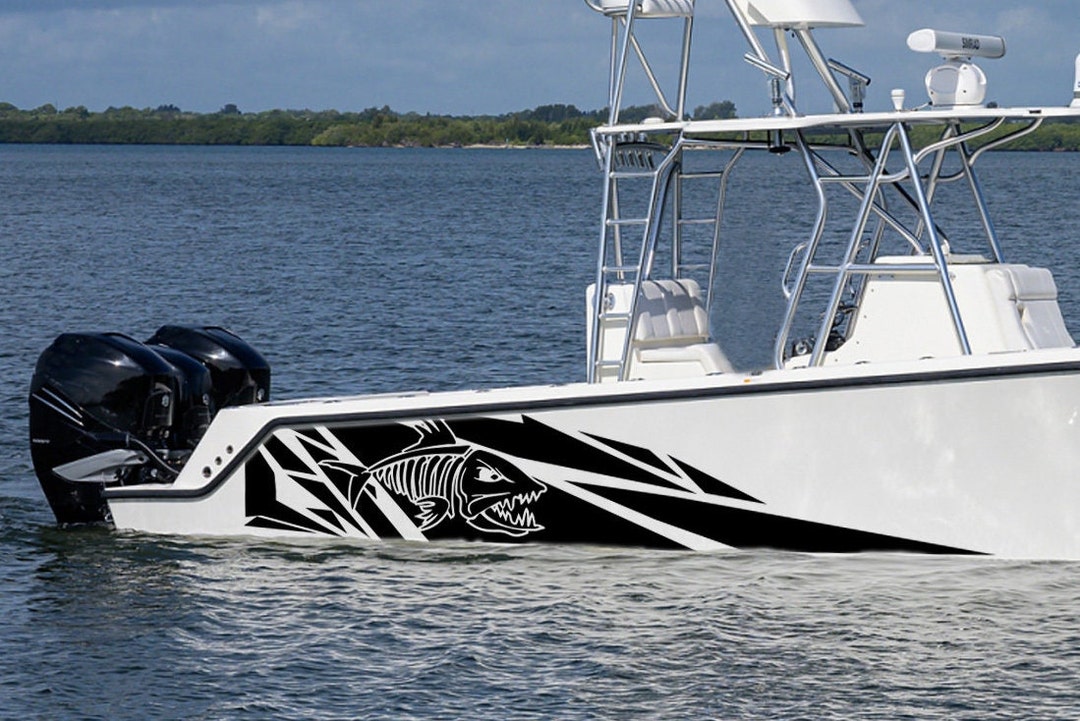 Geometric Pattern Boat Graphic Decals Compatible With Seavee Boat Decal  Giant Trevally Scull Fish Sticker 