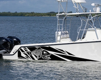 Geometrische Muster Boot Grafik Aufkleber Kompatibel mit Seavee Boot Aufkleber riesigen Trevally Scull Fisch Aufkleber