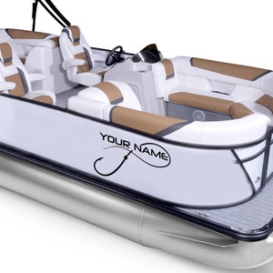 Boat Kit Decals Custom Name Hook sides Compatible with Pontoon Boat Hooks Sticker vessel Fishing registration number