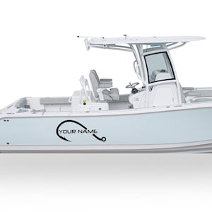 Boat Name Hook Decal Compatible with Center Console Boat Registration Number Sticker custom name Lettering Unique Vinyl Replacement