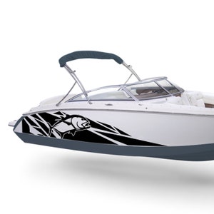 Riesige Trevally Boot-Aufkleber, kompatibel mit Bowrider Boot Sport Angeln matt Geometrisches Muster