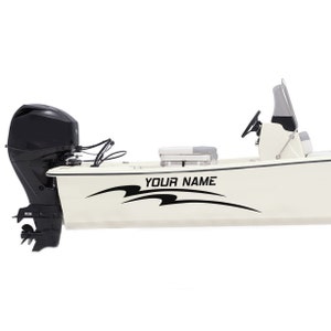 Waves stripe Boat Registration Number Decal Compatible with Skiff Boat Sticker Unique Vinyl Name Lettering Marine