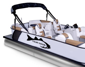 Gestreepte sticker met registratienummer voor basboot, compatibel met pontonbootsticker, unieke vinyl naamletters voor maritiem gebruik.