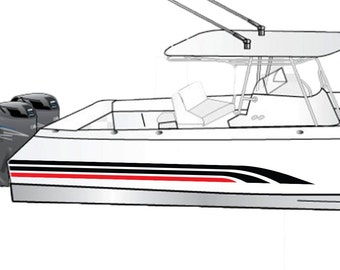 Boat Decals Kit Compatible with Everglades Boat Sport Treble Stripes Sticker decal marine