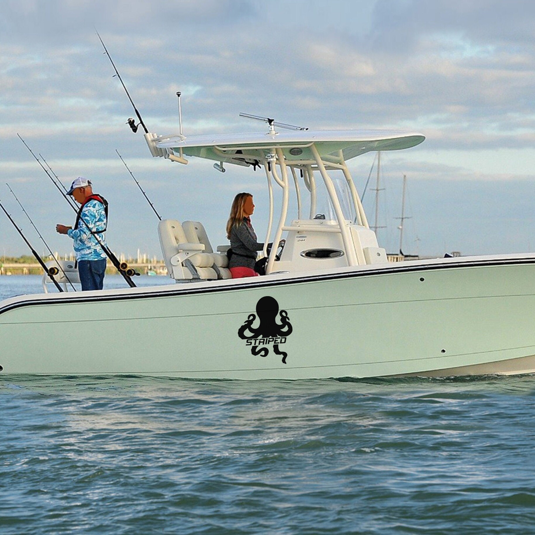 Octopus Boat Decal Name Compatible With Center Console Boat Custom ...