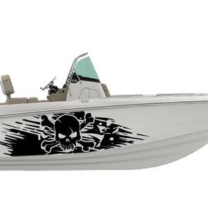 Scull graphic Boat Sticker Decals Compatible with Boston Whaler Boat Fishing pirate skeleton decal