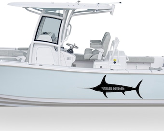 Sailfish Boat Custom Name Sticker Decals Compatibel met Center Console Boat Marlin Fishing Marine Stripes Trolling Lure Registration Number