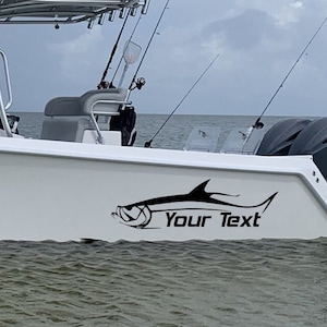 Tarpon fish Boat Custom Name Sticker Decals Compatible with Contender Boat Fishing Marine Registration Number decal