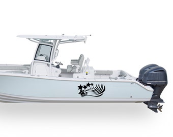 Boot Sticker Kompatibel mit Center Console Boot Eagle Amerikanische Flagge Sterne Decals Grafik