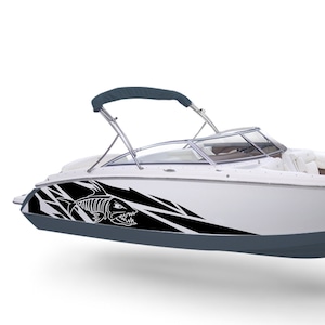 fish scull Boat Decals Graphic Compatible with Bowrider Boat Sticker fish skeleton marine vinyl