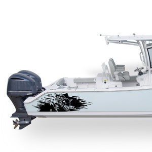 fish scull Graphic Boat Decals Compatible with Center Console Boat Sticker fish skeleton Splash marine vinyl