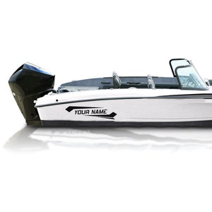 Modern Shape Boat Decal Compatible with Bass Boat Sticker custom name Vinyl Name Lettering Marine Registration Number