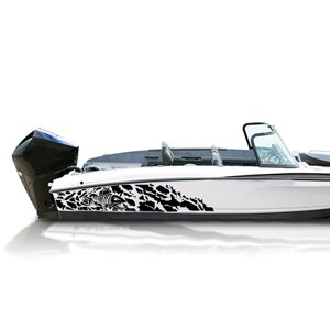 魚の骨格ボートデカールキット バスボートに対応 魚の頭蓋骨ステッカー スプラッシュ グラフィックデカール