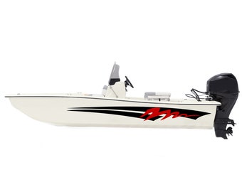 Graphic Boat Decals Compatible with Skiff Boat Sport Fly fishing Stripes Sticker wrap Replacement decal