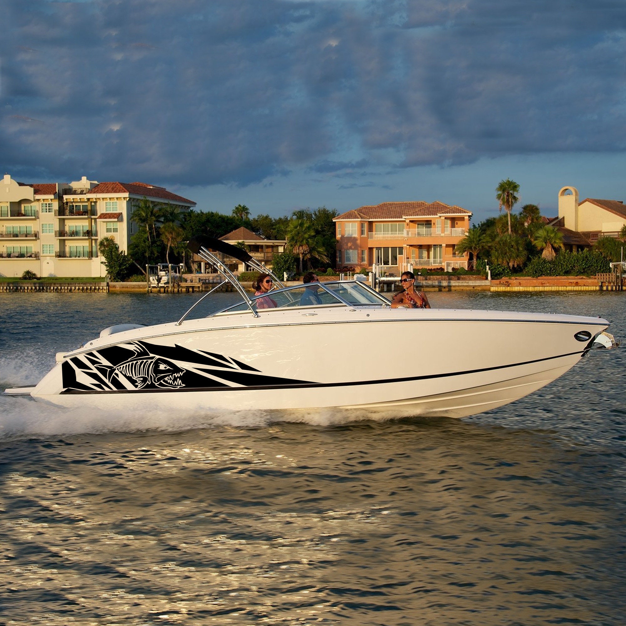 Fish Scull Boat Decals Graphic Compatible With Bowrider Boat Sticker ...
