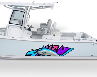 Marlin bootsticker, compatibel met middenconsole bootsticker, zwaardvis vinyl zeilvis bootafbeelding