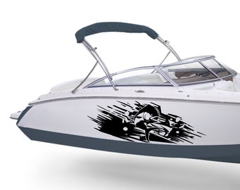 Pegatina de barco Mahi mahi Calcomanías de pescado Kit laterales Compatible con Bowrider Pegatina de barco Dorado de pesca