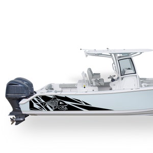 fish scull Boat Decals Graphic Compatible with Center Console Boat Sticker fish skeleton marine vinyl