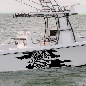 American flag Boat Decal Compatible with Contender Boat US star Sticker marine vinyl