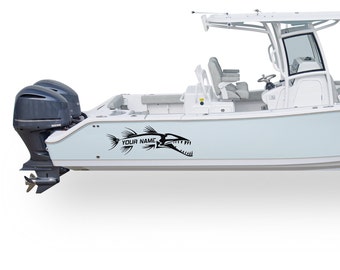 Vis schedel Boot Decals skelet kant Sticker Compatibel met Center Console Boot aangepaste Naam Vissen barracuda bot sticker