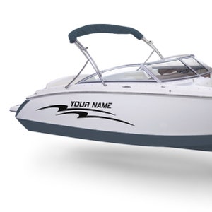 Waves stripe Boat Registration Number Decal Compatible with Bowrider Boat Sticker Unique Vinyl Name Lettering Marine