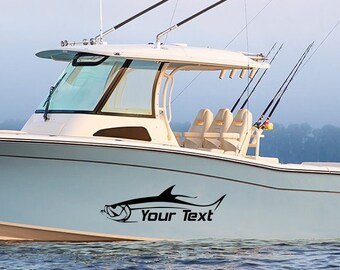 Tarpon visboot gepersonaliseerde naamsticker, compatibel met Grady-White boot registratienummer sticker.