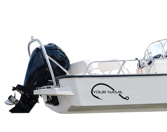 Calcomanía de gancho de nombre de barco compatible con Boston Whaler Montauk 170 Pegatina de número de barco Nombre personalizado Reemplazo de vinilo