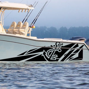 Geometrisches Muster Boot Grafik Decals Kompatibel mit Grady-White Boat Decal Riesen trevally Scull Fisch Aufkleber