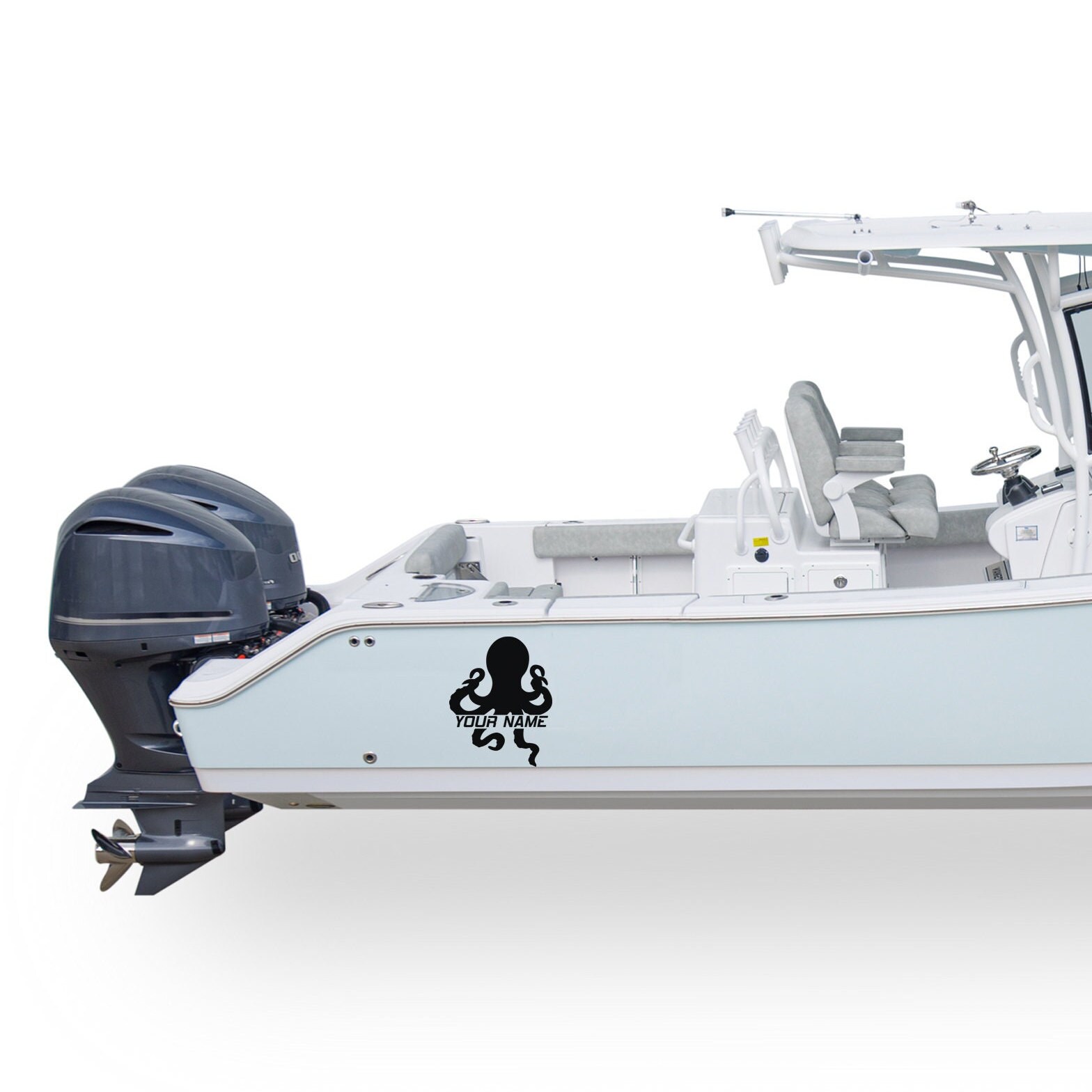 Octopus Boat Decal Name Compatible With Center Console Boat Custom ...