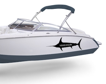Sticker met aangepaste naam voor zeilvisboot, compatibel met bowriderboot, marlijnvisserij, marine strepen, trolling kunstaas, registratienummer