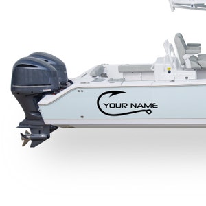 Hook Decal Compatible with Center Console Boat custom Name sticker Registration Number Lettering Unique Vinyl Replacement