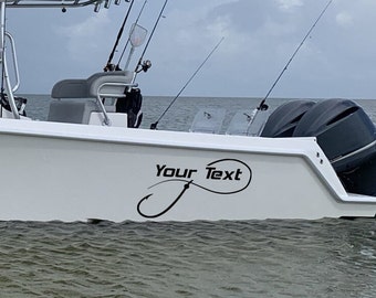 Custom Boat Decals: Fishing Hook Name Sticker, Vessel Registration