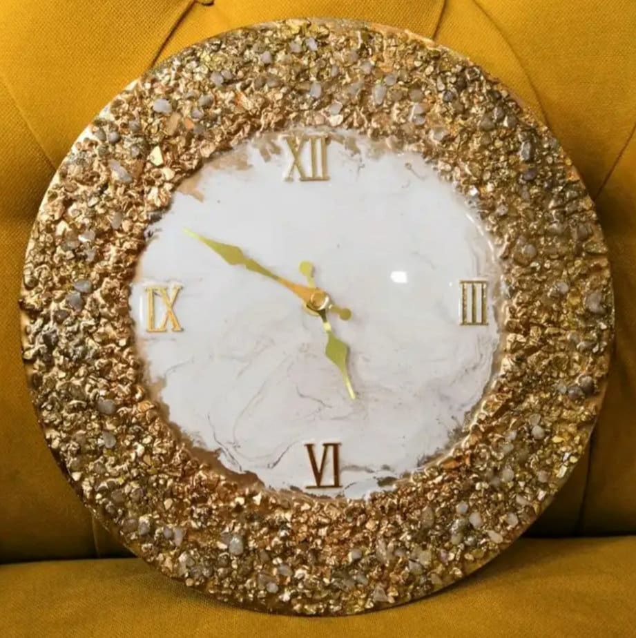 Epoxy resin wall clock with semiprecious stones Etsy