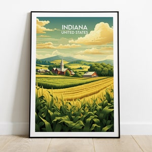 Indiana Travel Print - United States Poster - Custom Personalised Wedding Birthday Gift