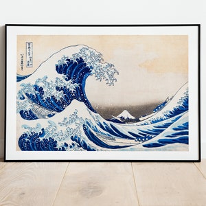 Japanese Wave Off Mount Fuji Print Wall Art Poster | A3 A4 A5 | Hokusai Classic Home Decor Art Deco Giclee Woodblock Illustration