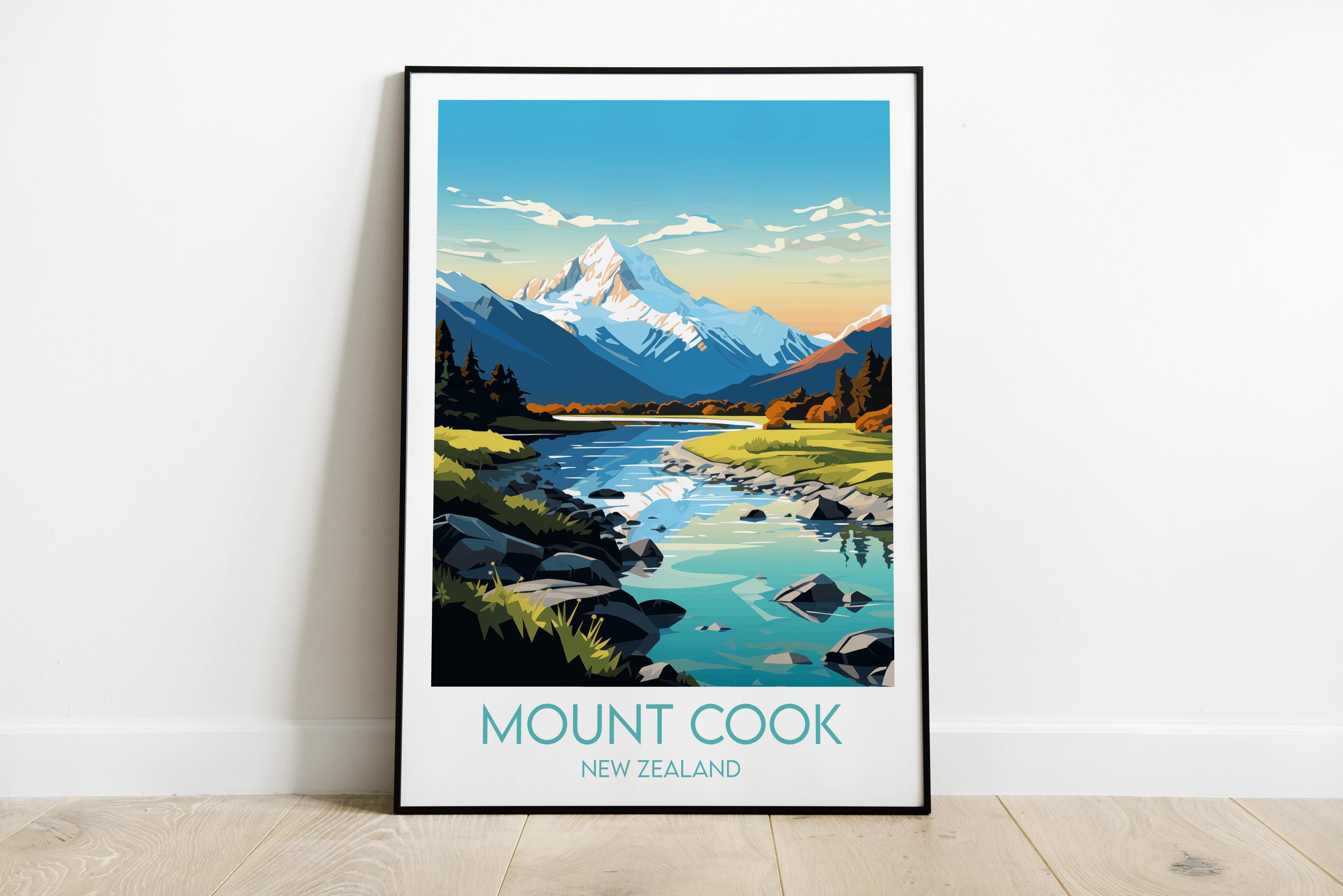 マウントクック・アオラキ旅行プリント - ニュージーランドポスター