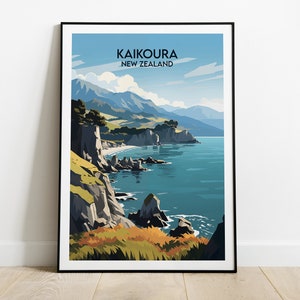 Kaikoura Travel Print - New Zealand Poster - Custom Personalised Wedding Birthday Gift