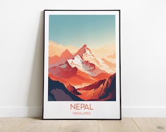 Nepal Travel Print - South Asia Poster - Custom Personalised Wedding Birthday Gift