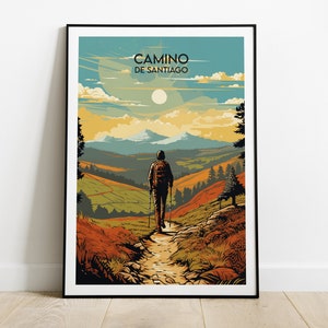 Impression de voyage Camino De Santiago - Poster Espagne - Cadeau d'anniversaire de mariage personnalisé