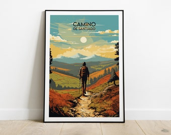 Camino De Santiago Travel Print - Spain Poster - Custom Personalised Wedding Birthday Gift