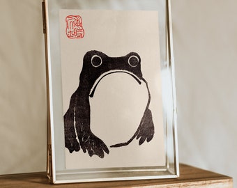 Japanese Frog Wabi Sabi Print | A3 A4 A5 | Japanese Vintage