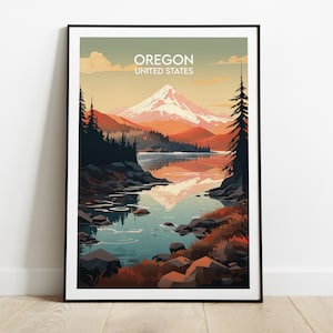 Oregon Travel Print - United States Poster - Custom Personalised Wedding Birthday Gift
