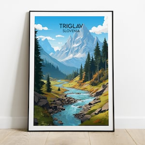 Triglav Travel Print - Slovenia Poster - Custom Personalised Wedding Birthday Gift