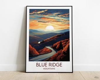 Blue Ridge Mountains Travel Print - United States Poster - Custom Personalised Wedding Birthday Gift