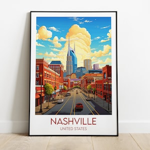Nashville Travel Print - United States Poster - Custom Personalised Wedding Birthday Gift