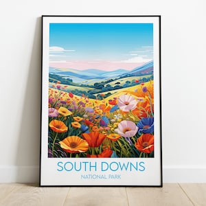 South Downs National Park Travel Print - England UK Poster - Custom Personalised Wedding Birthday Gift