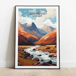 Ben Nevis Travel Print - Scotland Poster - Custom Personalised Wedding Birthday Gift