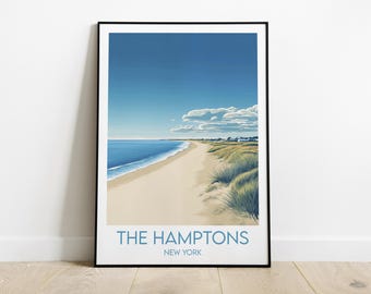 The Hamptons Travel Print - New York State Poster - Custom Personalised Wedding Birthday Gift