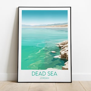 Dead Sea Travel Print - Jordan Poster - Custom Personalised Wedding Birthday Gift